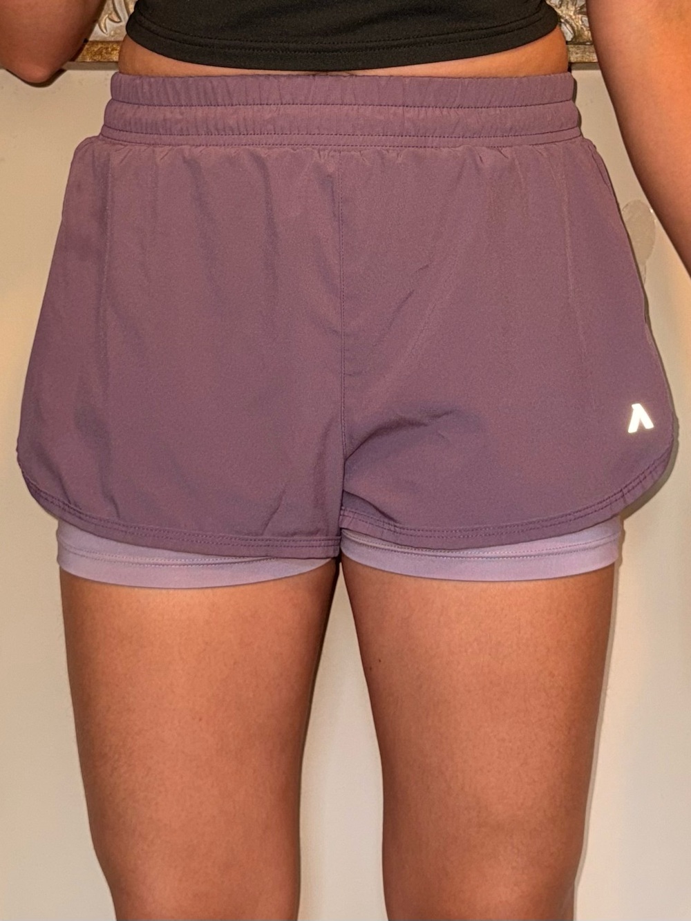 Women's Lavender Double-Layer Athletic Shorts